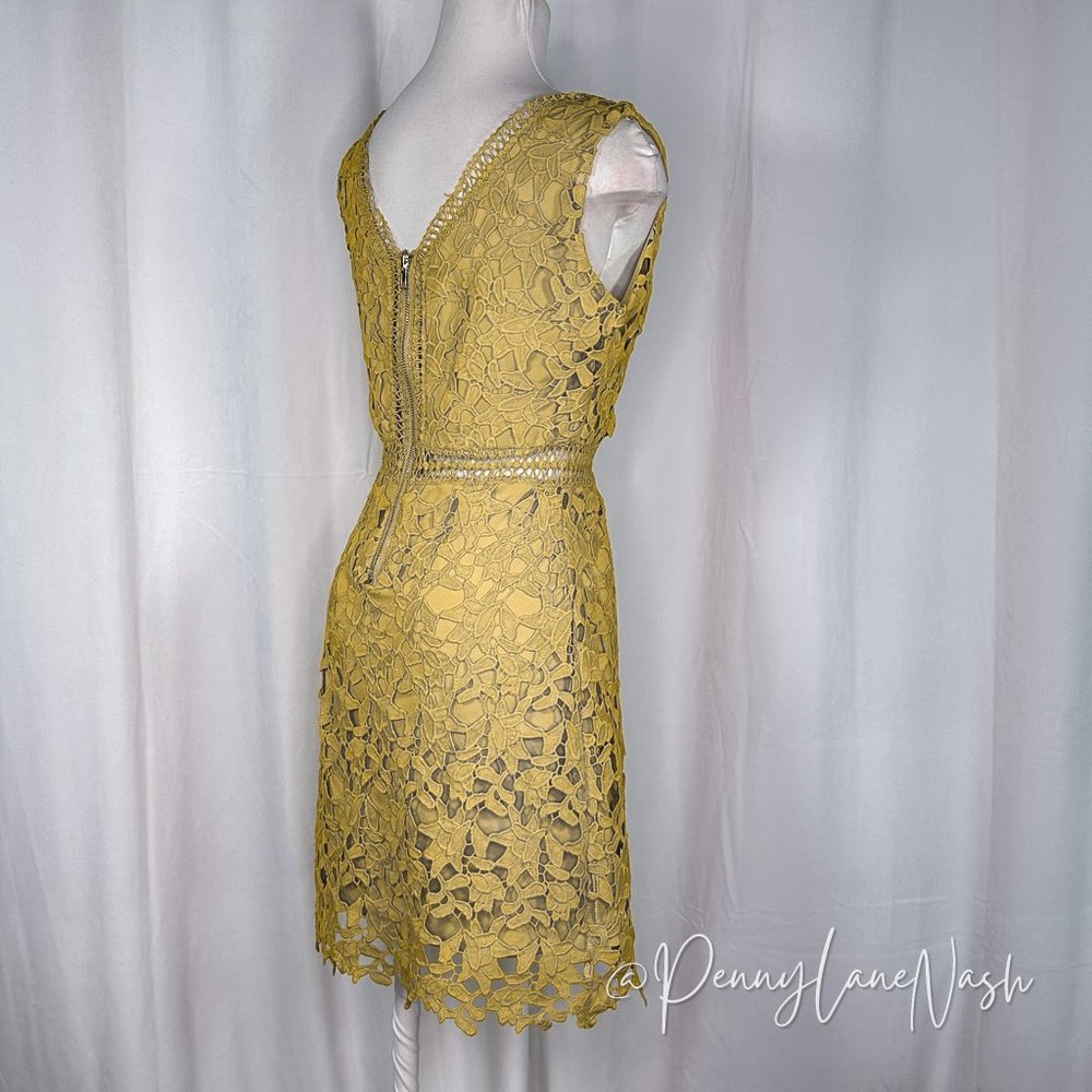 NWT Few Moda New York Crochet Lace Sleeveless Mini Dress Mustard - Picture 10 of 12